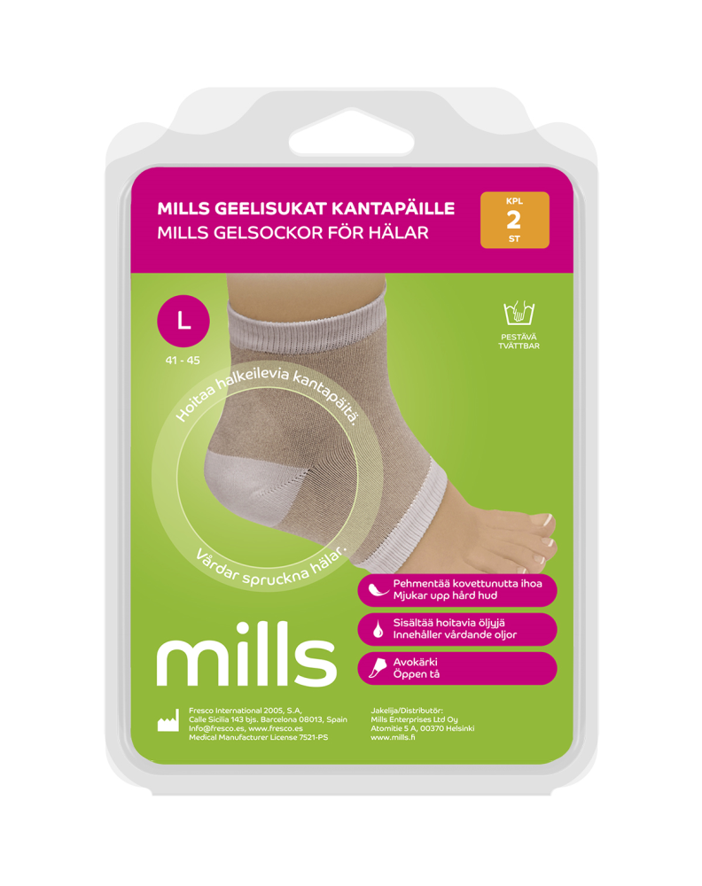 Mills Geelisukat kantapäille, koko L, 1 pari