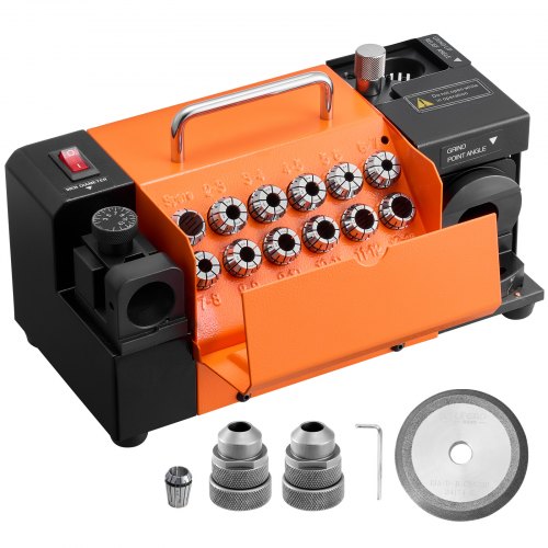 VEVOR Drill Bits Sharpener MR-13A, 3-15mm Drill Bit Grinder Sharpener with 95°-135° Adjustable Point Angle, 4600RPM High Speed Re-Sharpening Machine with 13 Collets & CBN Wheel for Workshops Garages