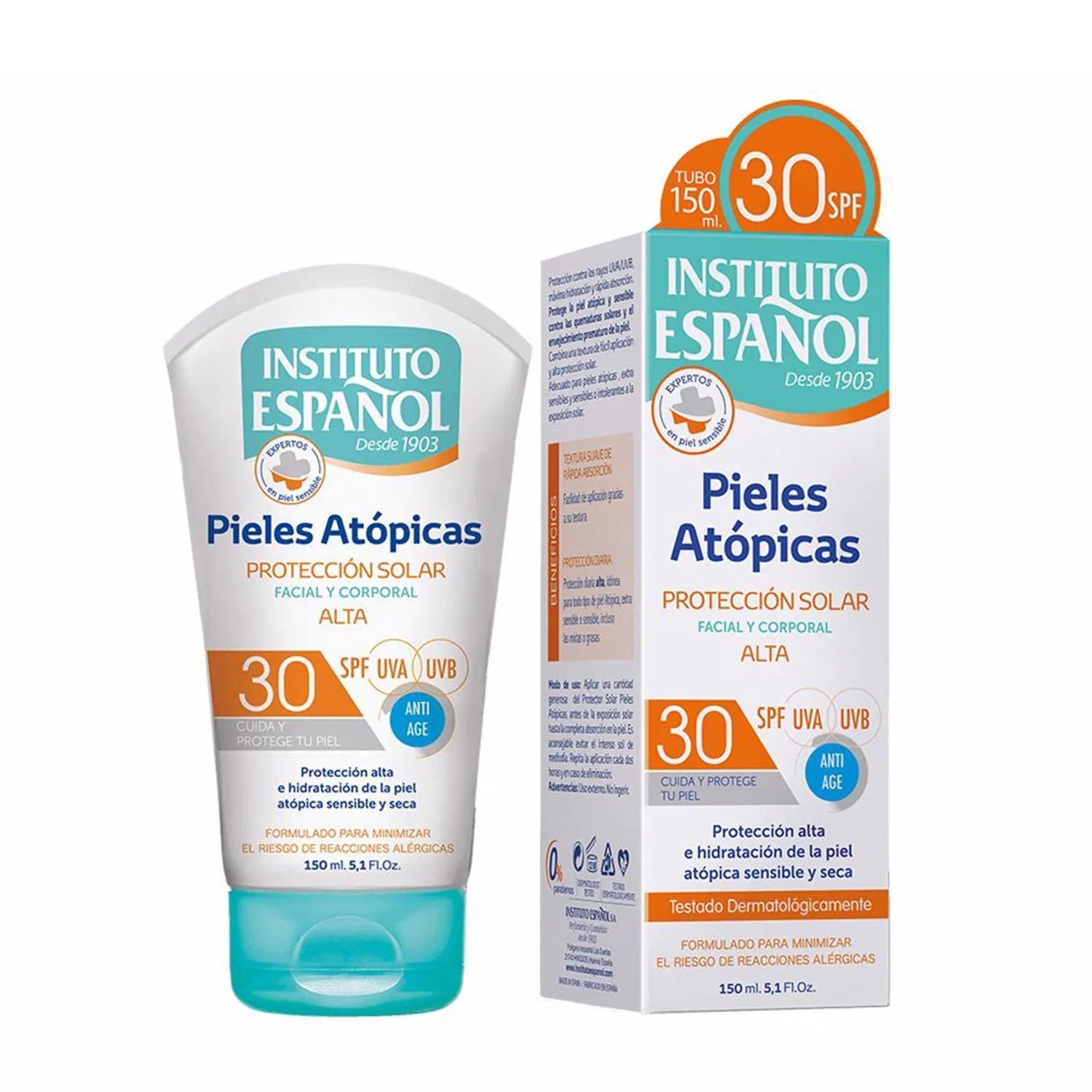 Instituto Español Atopic Skin aurinkosuoja kasvoille ja vartalolle Spf30 150 ml