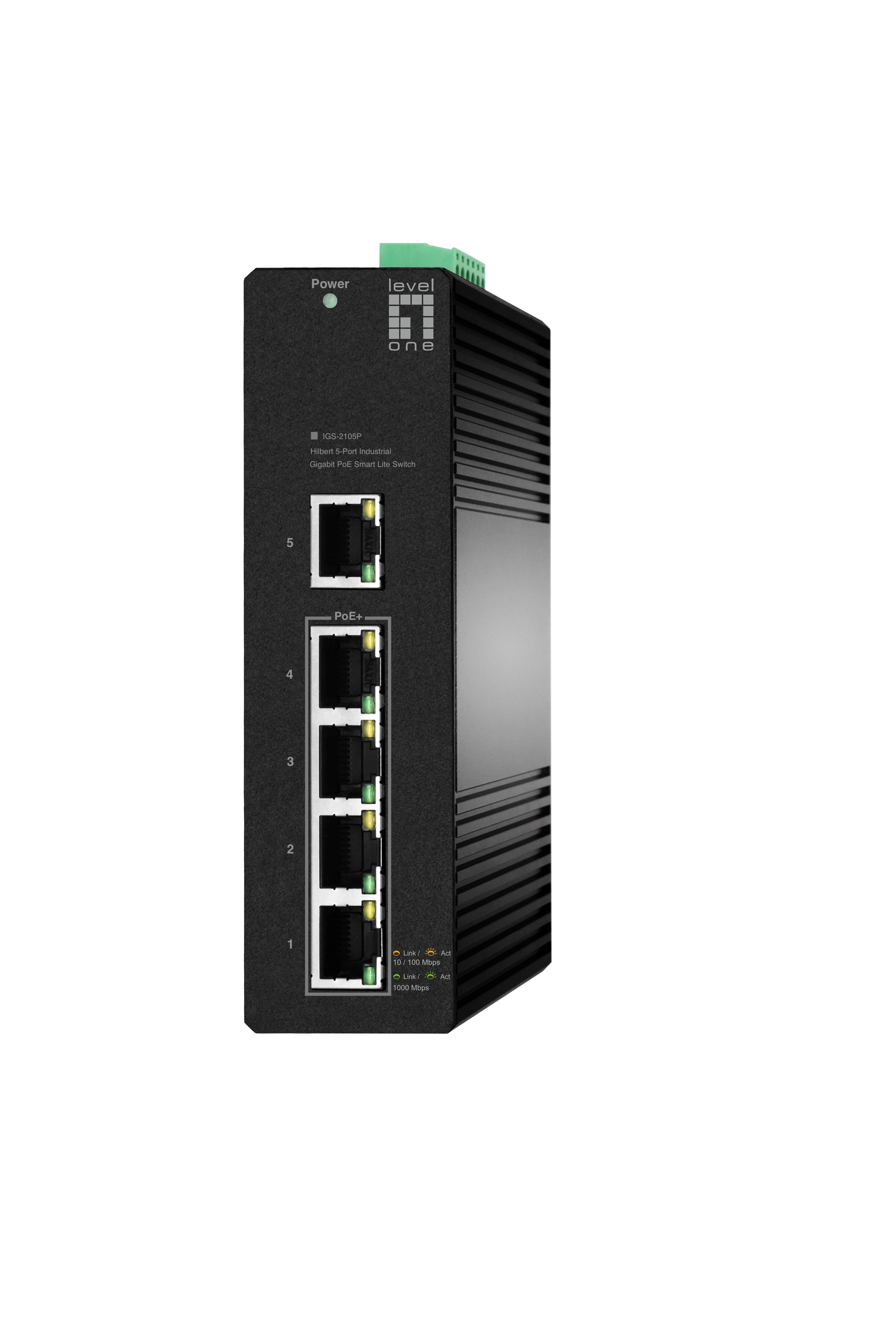 LevelOne IGS-2105P Hallittava L2 Gigabit Ethernet-kytkin, 5-porttinen PoE-tuki, DC/PoE-virransyöttö, 10 Gbit/s kapasiteetti