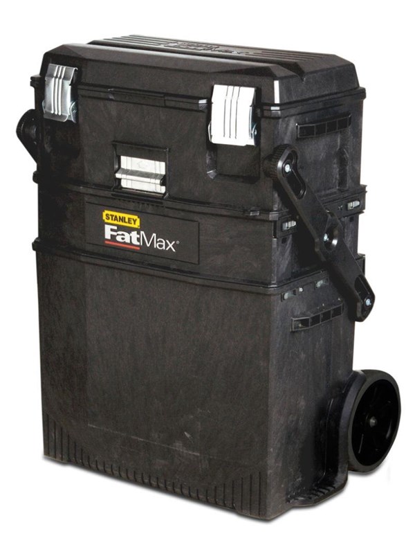STANLEY® FATMAX® Työpajavaunu 1 laatikko, jossa on organisointilaite. Mitat 54,9x73,3x41,3cm. Raskaat, tieliikenteessä testatut pyörät