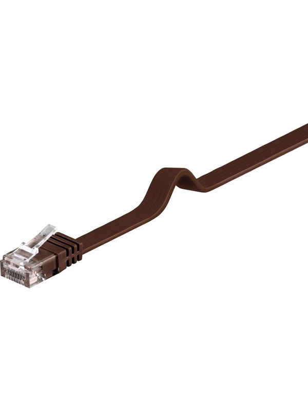 Goobay CAT 6 platt patchkabel, U/UTP, mörkbrun kopparledare (CU)