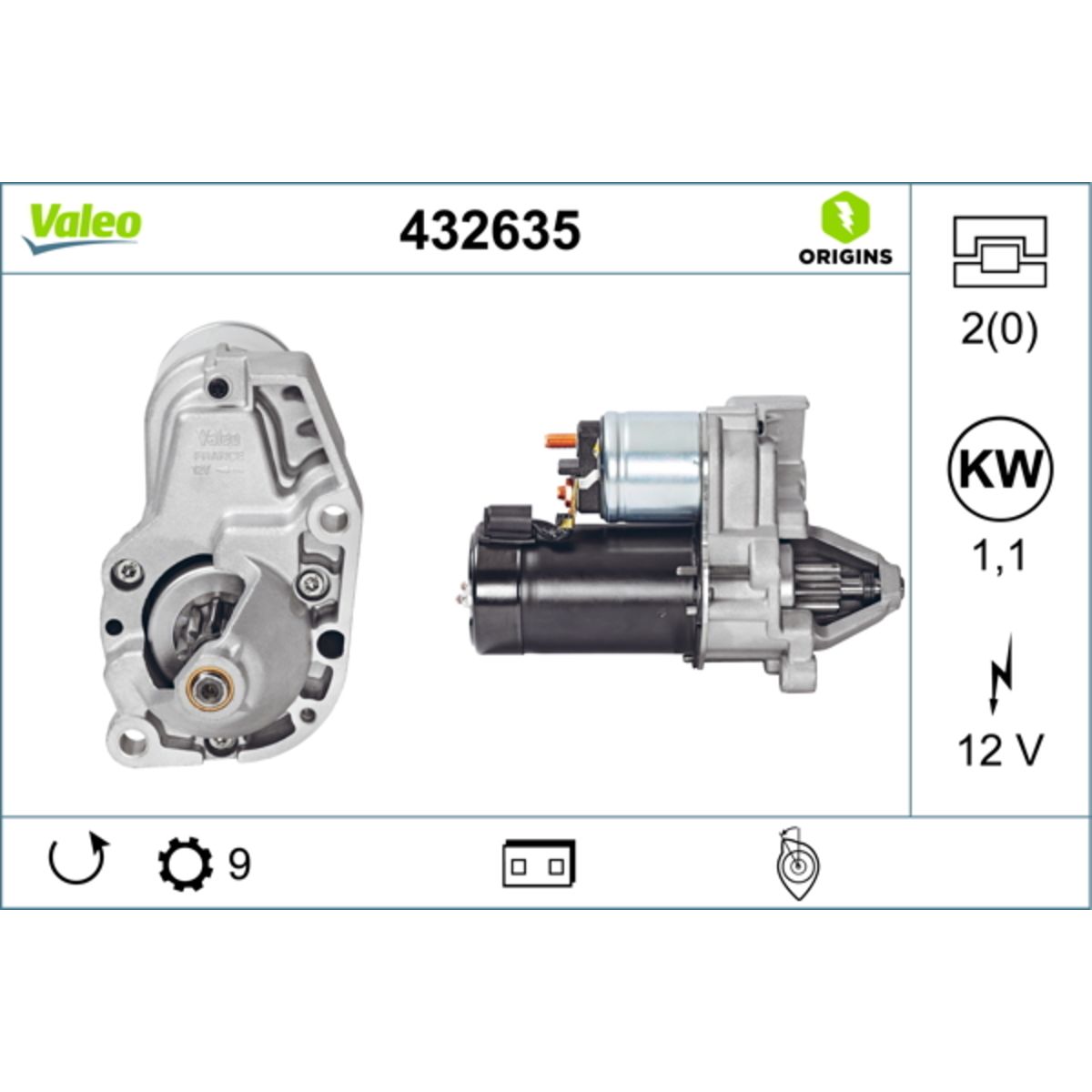 Käynnistysmoottori VALEO 432635