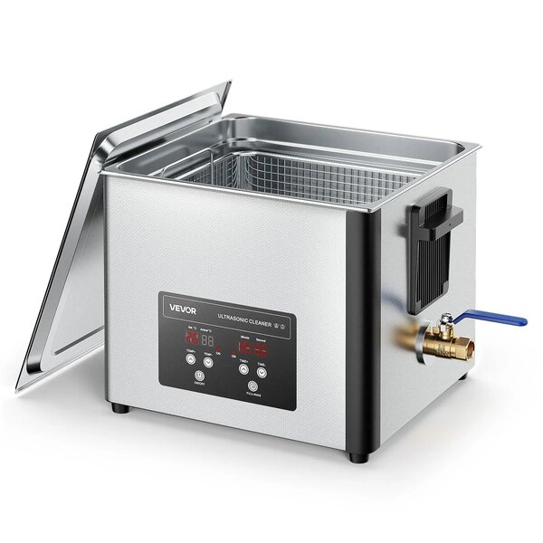 VEVOR 15L Ultrasonic Cleaner, Professional Ultrasonic Cleaner Machine with Cleaning Basket & Digital Display, 240W Stainless Steel 40kHz Industrial Cleaning Machine for Parts, Carburetors, Instruments