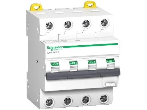 SCHNEIDER ELECTRIC Yhdistelmäkatkaisija HPFi Acti 9 iC60 4P 20A 30mA C-ominaisuus 6 kA luokka A 72 mm