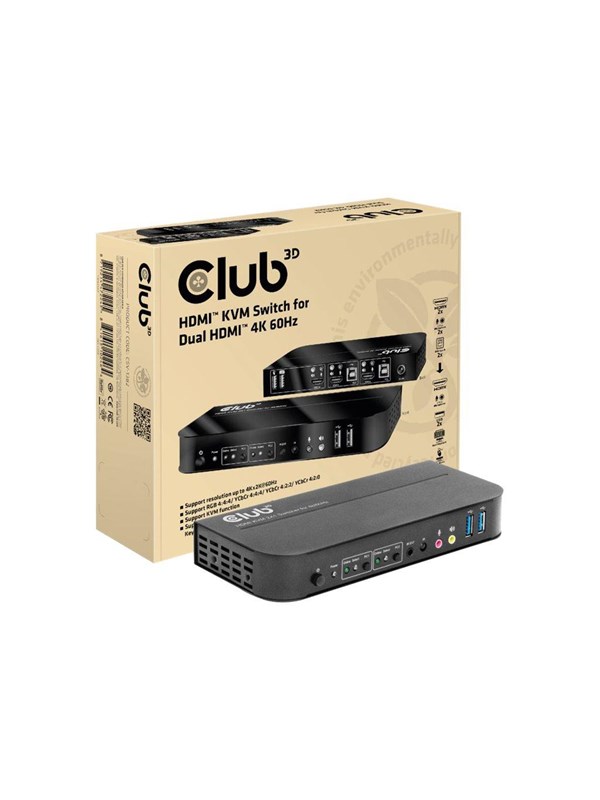 Club 3D CSV-1382 - KVM-kytkin, musta