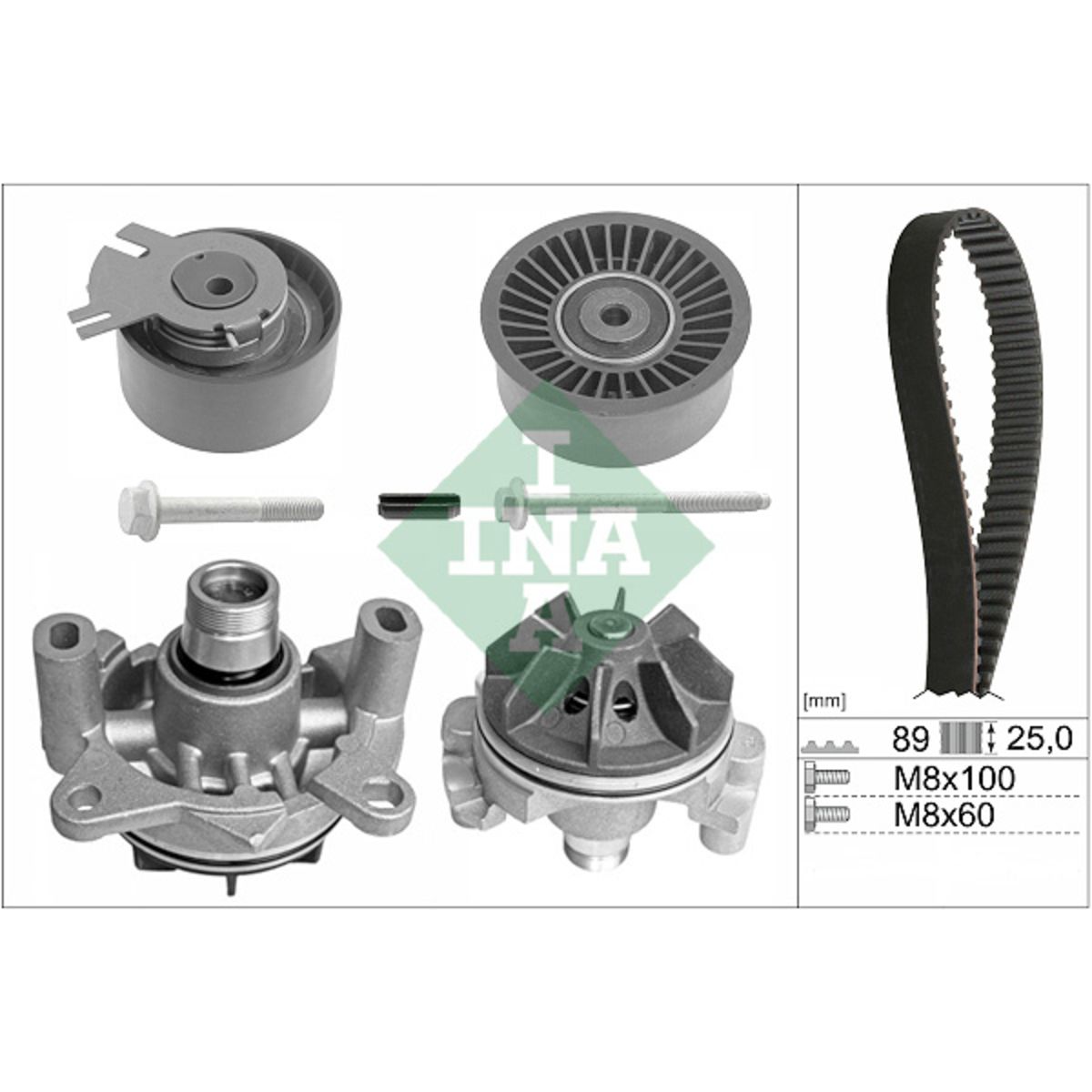 Vesipumppu + jakohihnasarja INA 530 0198 30