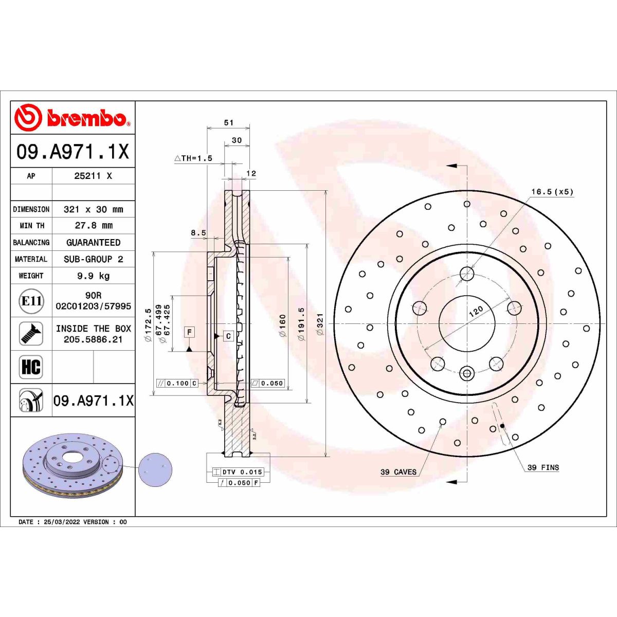 Jarrulevy BREMBO 09.A971.1X