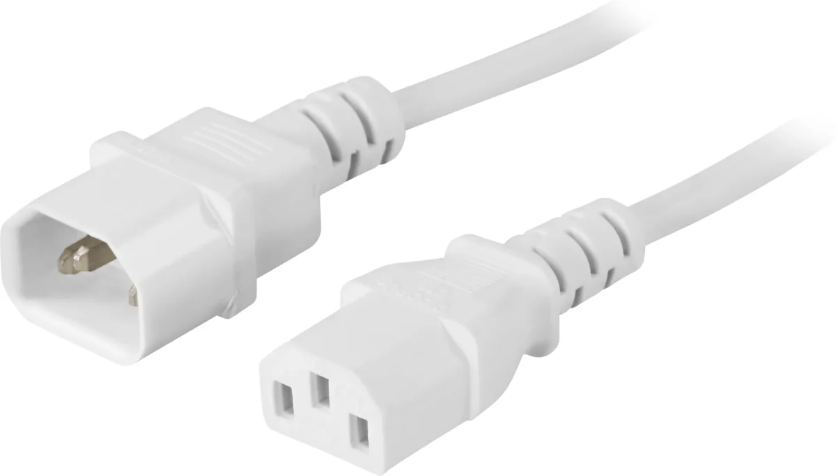 Deltaco Ext Cable Pc Monitor Iec C13-c14 3m White 3m Iec C13 Iec C14 Valkoinen