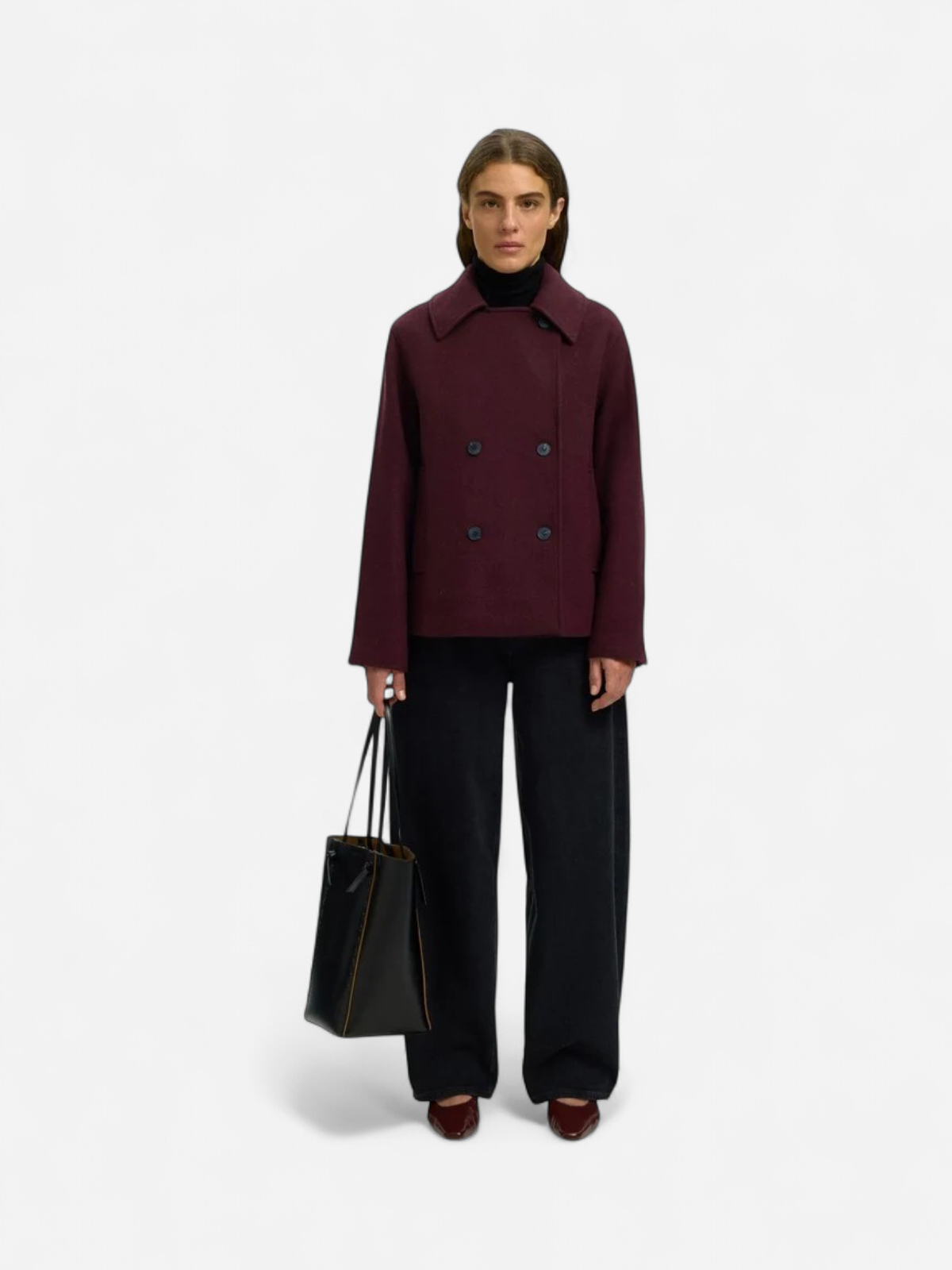 Selected Femme naisten villakangastakki Zia-Alma Wool Blend Jacket, Tawny Port Melange