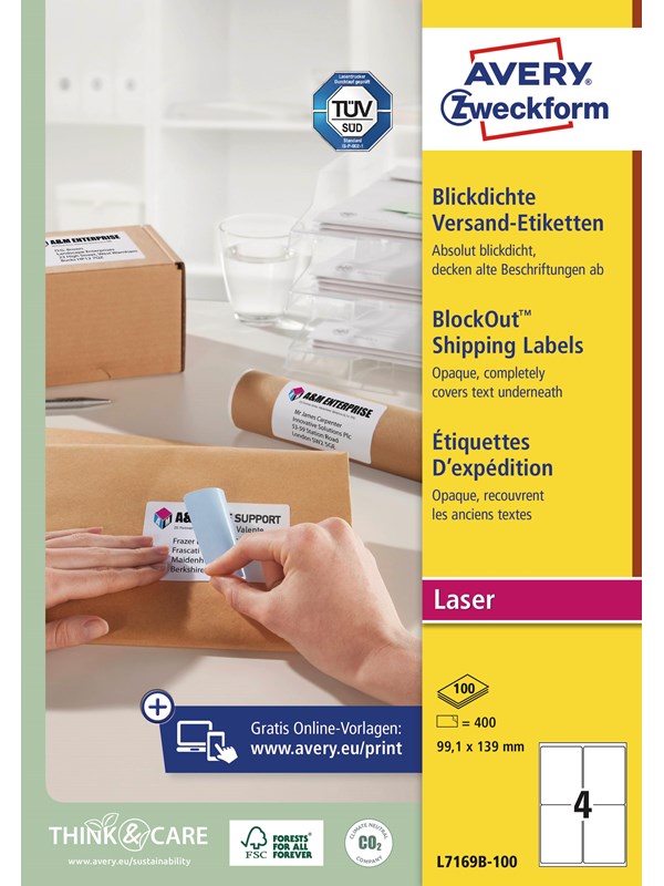 Avery Shipping Labels with BlockOutTM 4 labels/sheet