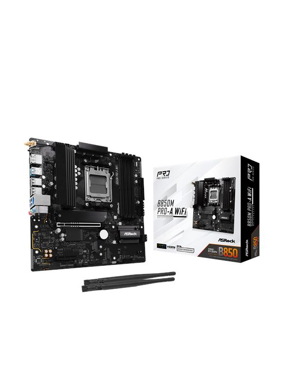 ASRock B850M Pro-A WiFi Emolevy - AMD B850 - AMD AM5 - DDR5 RAM - Micro-ATX