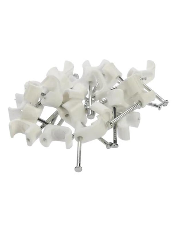 Nordic Quality Kabelklipps platt 6x10mm, Vit, 25 st