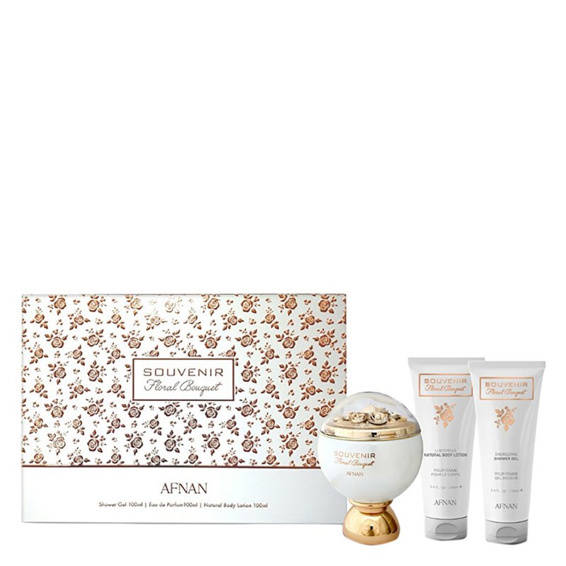 Afnan Perfumes Souvenir Floral Bouquet Set (edp/100ml + suihkugeeli/100ml + vartalovoide/100ml)