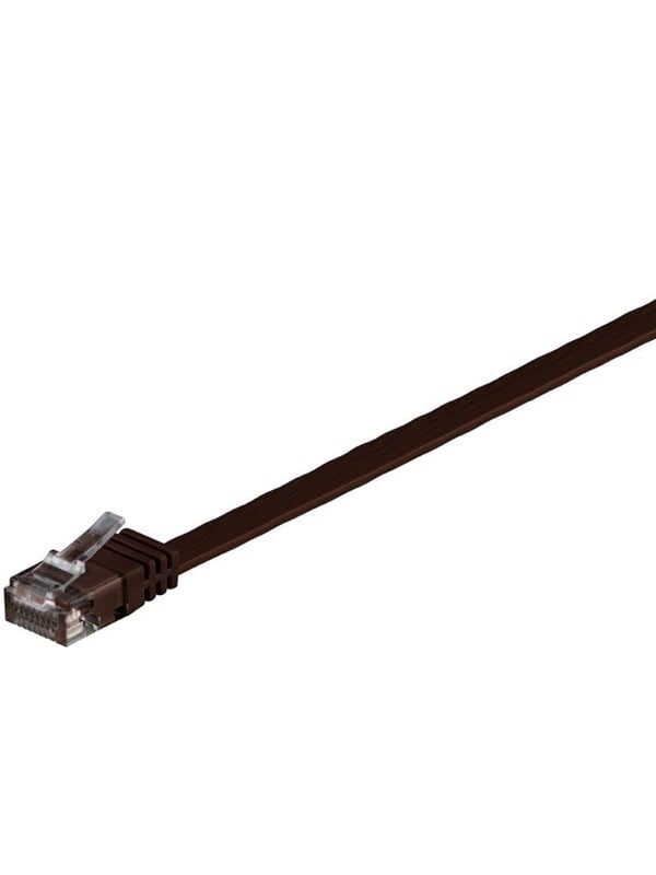 Goobay CAT 6 platt patchkabel, U/UTP, mörkbrun kopparledare (CU)
