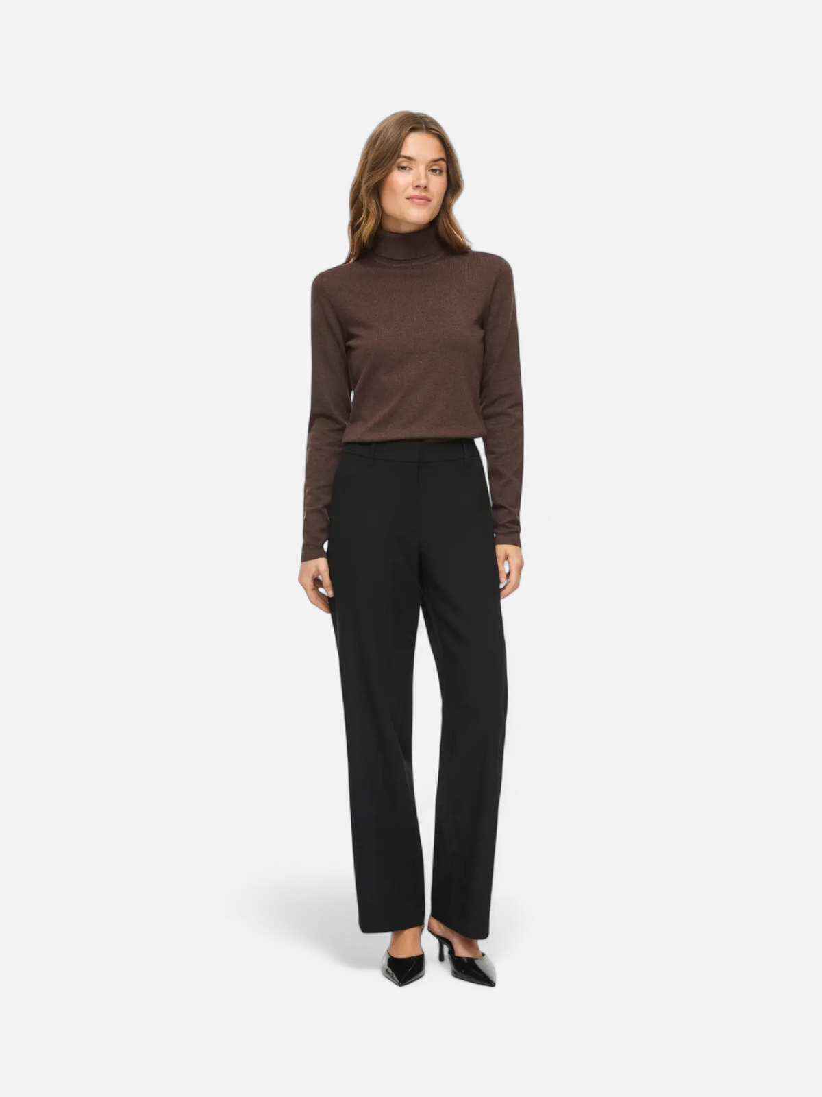Vila naisten neulepusero Vimalu Rollneck, Coffee Bean Melange