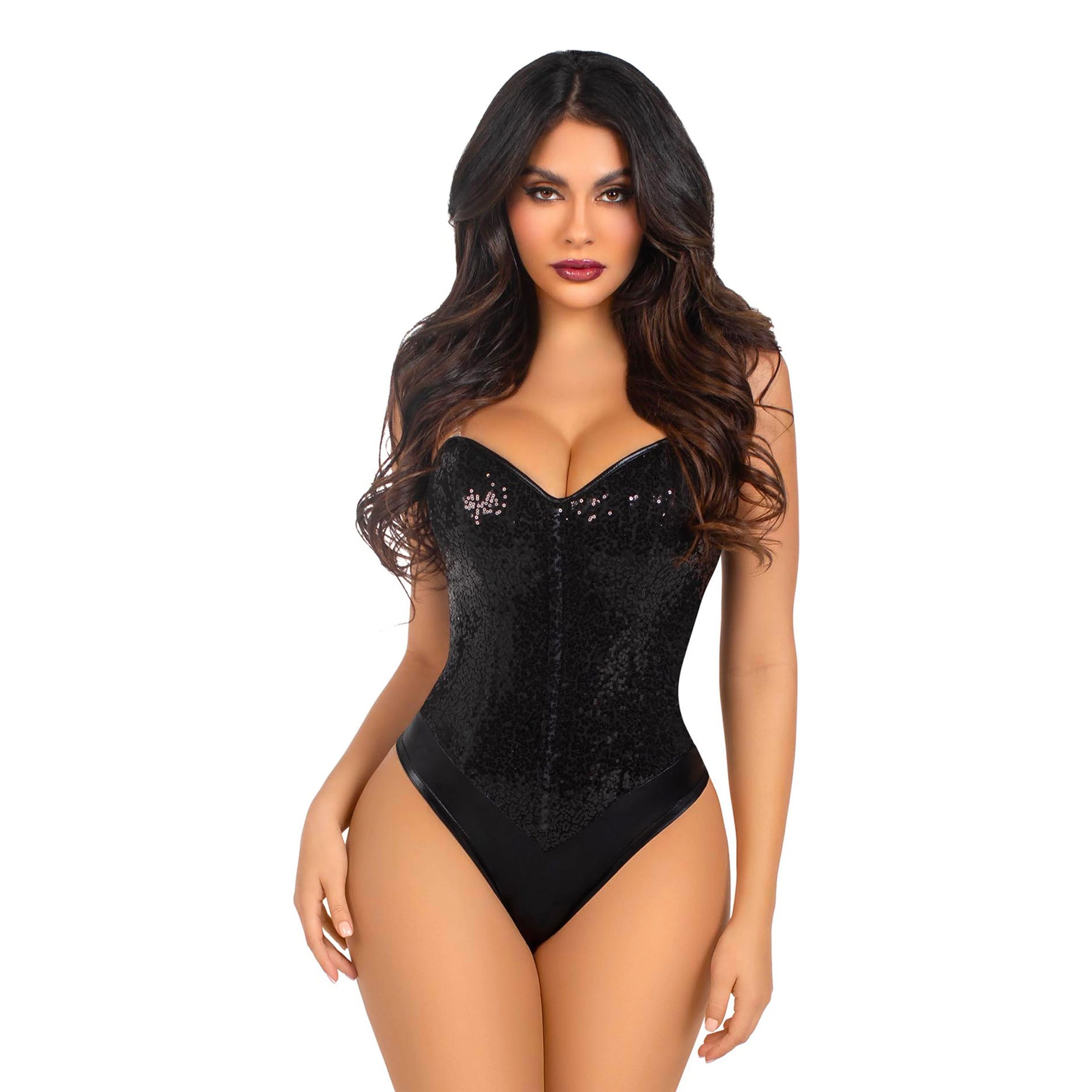 Sequin Boned Bodysuit Black L Bodyt & Playsuitit