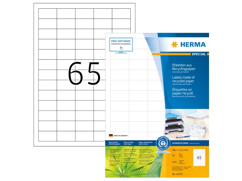Herma label recycled 38,1x21,2 white (5200)
