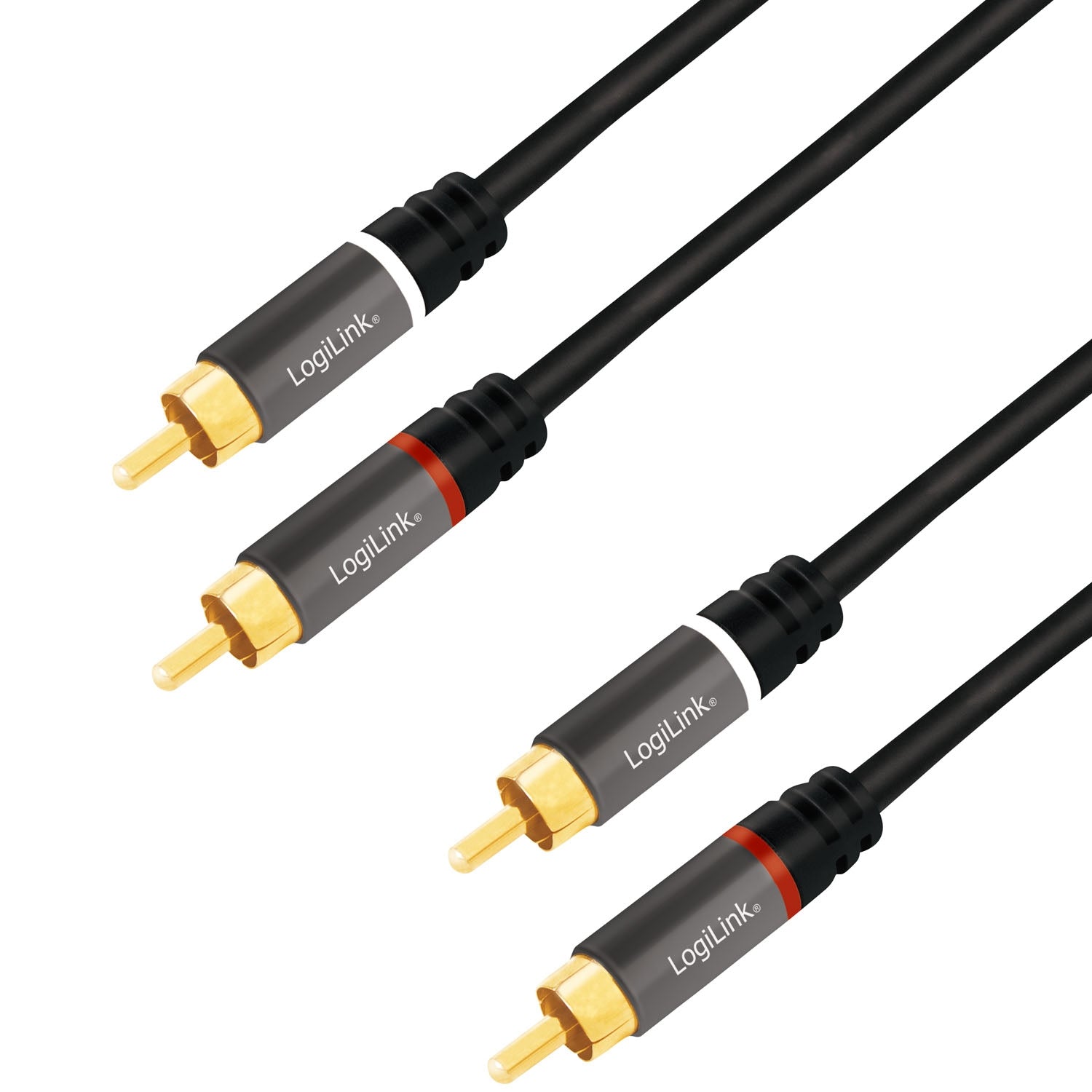 LogiLink Audiokabel 2 x RCA-hane - 2 x RCA-hane 0,5m Metall Svart