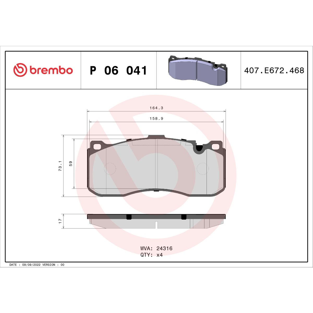 Jarrupalat, levyjarru BREMBO P 06 041