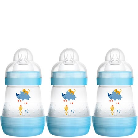 MAM 160ml 0+kuukausi koliikkivastainen pullo - 3 pakettia sininen