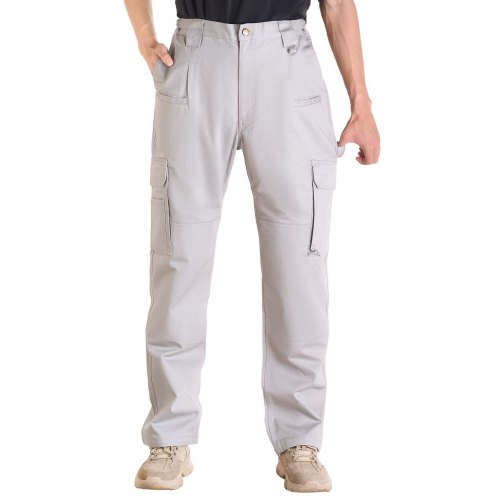 VEVOR FR Pants for Men, 100% Cotton, Flame-Resistant Cargo Pants with Multi-Pockets and Elastic Waist, Reinforced Tear-proof Stitching, Ideal for Welding Work and Casual Wear, XXL Size, Gray