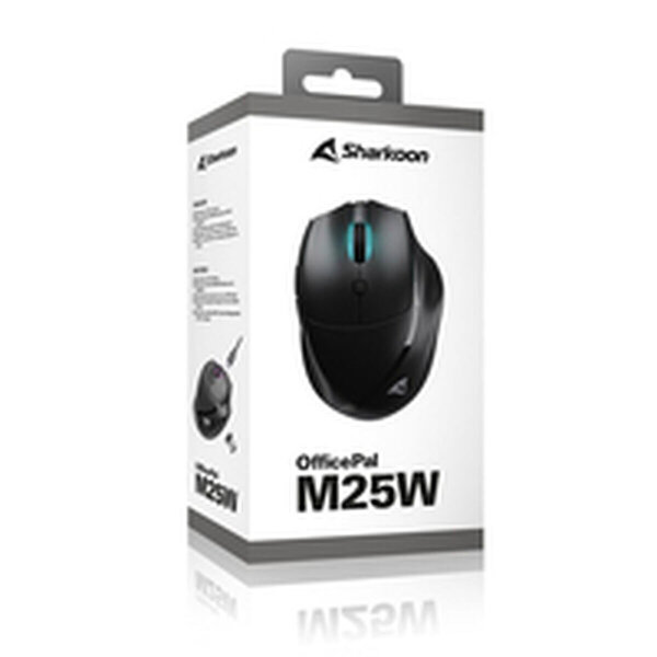 Sharkoon OfficePal M25W - mouse - 2.4 GHz USB - black - Hiiri - Optinen - 6 painiketta - Musta