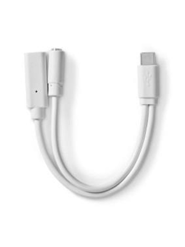 Nedis USB-CTM Sovitin | USB 2.0 | USB-CTM Uros | USB-CTM Naaras / 3.5 mm naaras | 0.10 m | Pyöreä | Niklattu | PVC | Valkoinen | Laatikko