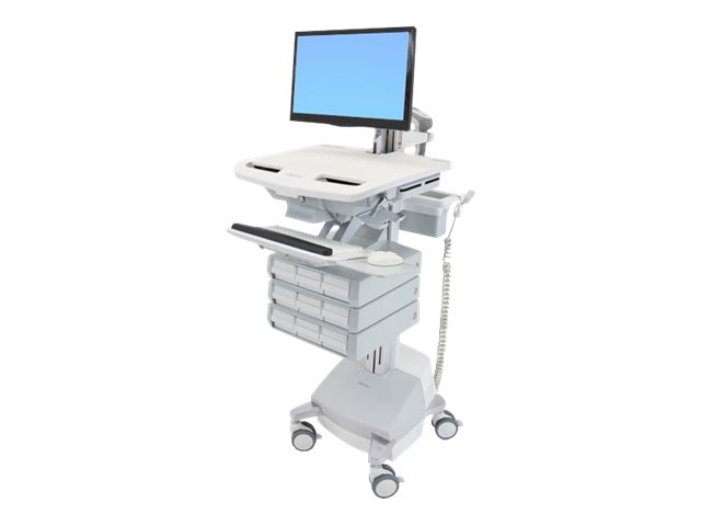 Ergotron StyleView, Alumiini, Harmaa, Valkoinen, Litteä paneeli, Multimediakärry, Alumiini, Muovi, Sinkittyä terästä, 16,8 kg, 61 cm (24)