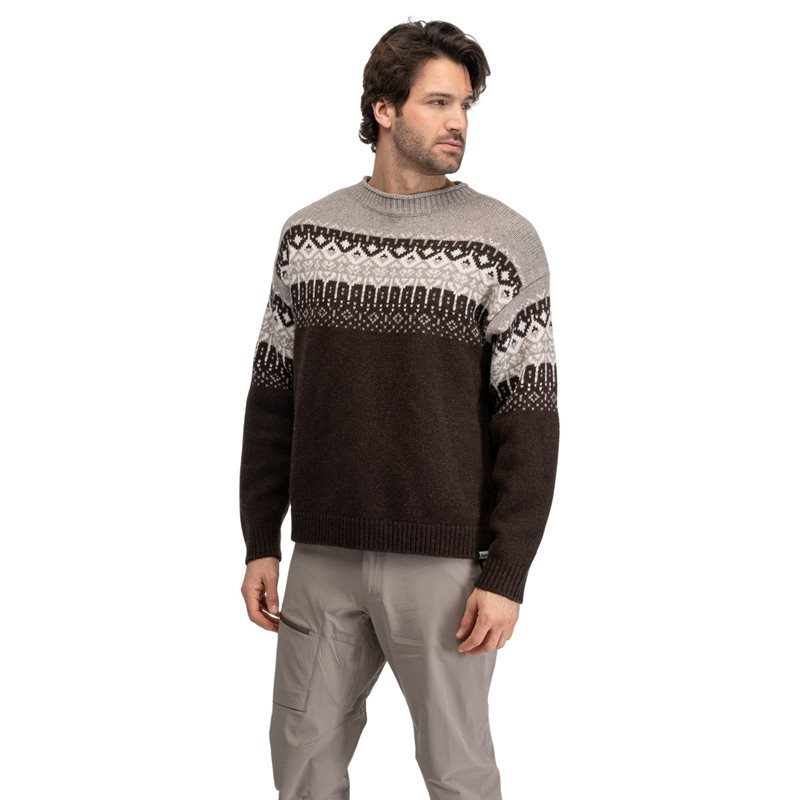 Bergans Steiro Knitted Wool Jumper Dark Chocolate/Rock Taupe/Creme - XL