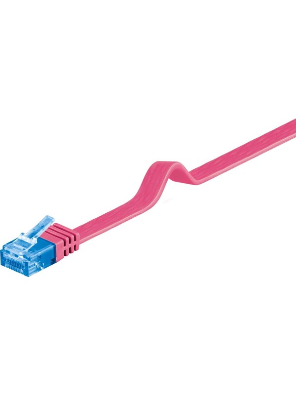 Goobay CAT 6A platt patchkabel, U/UTP, magenta kopparledare (CU)