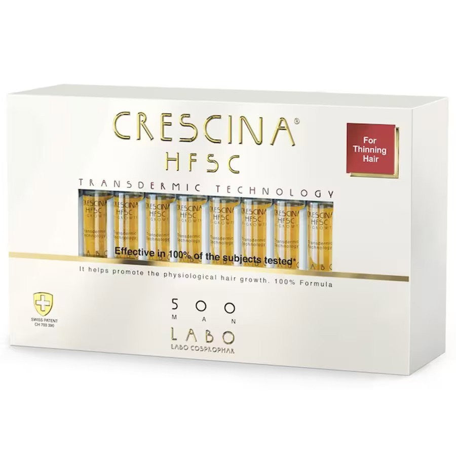 Labo Crescina Transdermic HFSC 500 Ampullit kasvun stimulointiin Päänahan hoitoseerumi miehille 20 kappaletta 3,5 ml