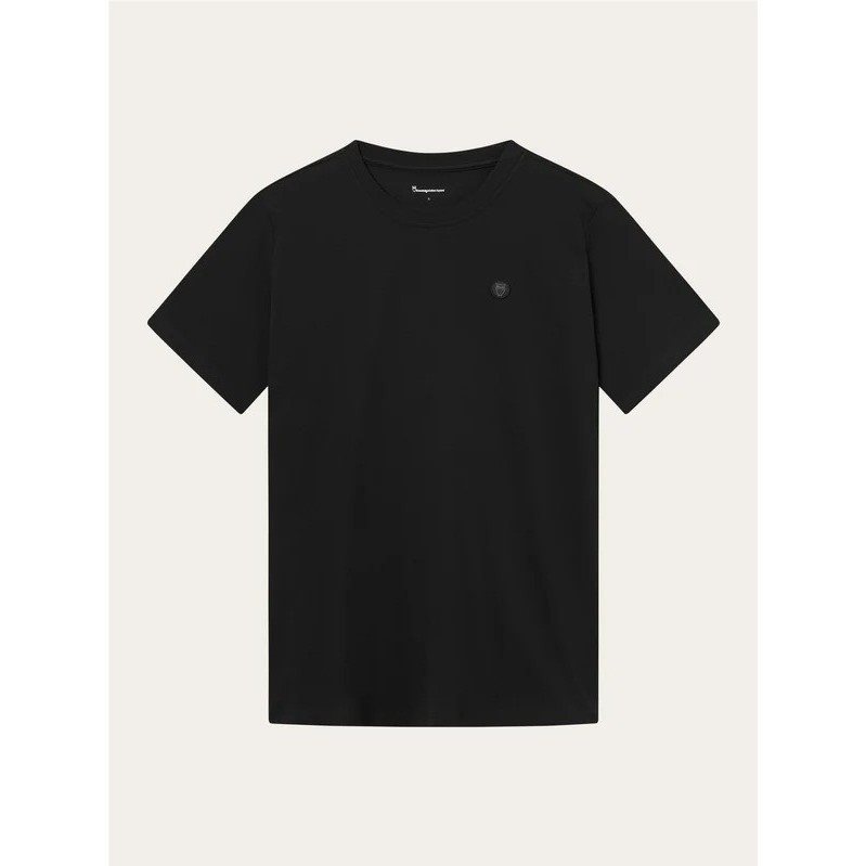 KnowledgeCotton Apparel LOKE badge tee - Regenerative Organic Certified Black Jet - L