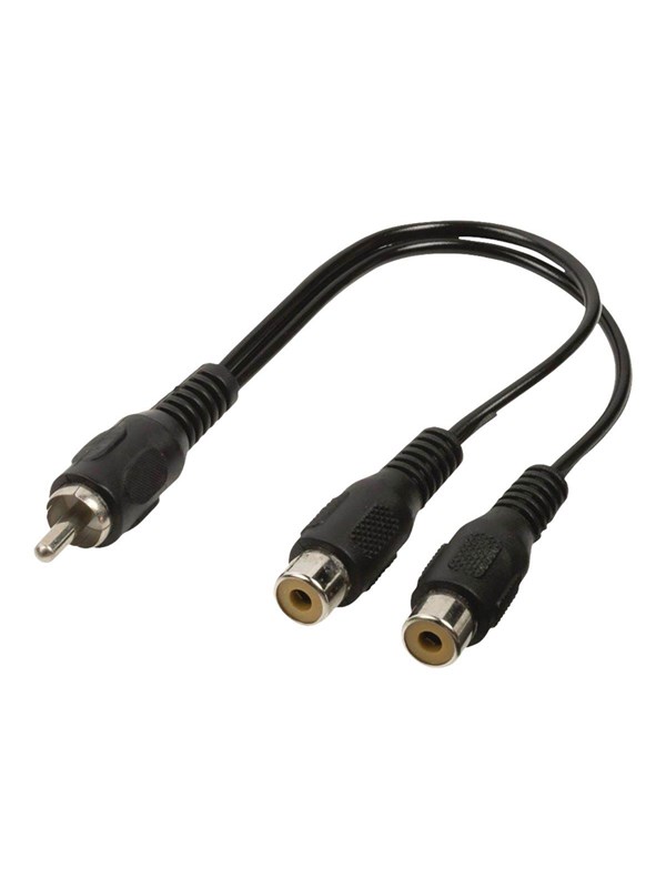 Nedis Subwoofer Kaapeli | RCA Uros | 2x RCA Naaras | Niklattu | 0.20 m | Pyöreä | 5.0 x 2.5 mm | Musta | Laatikko
