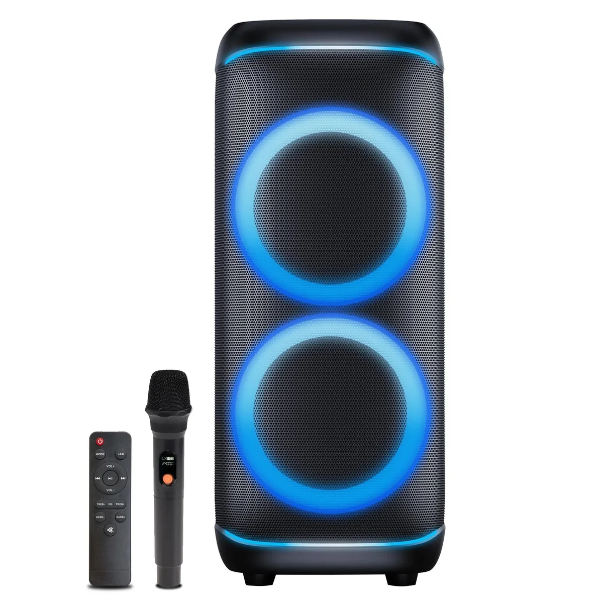 DENVER BPS-470 - Bluetooth Party Speaker with LED light & 2 x 10" woofers - Black