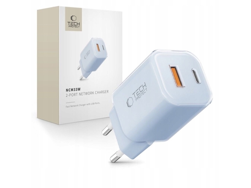 Tech-Protect NCM33W 2-Port Charger PD33W/QC3.0 - Blue
