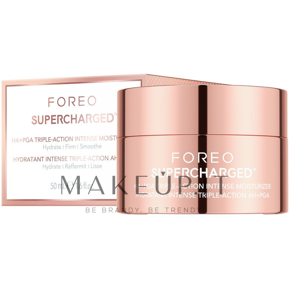 FOREO SUPERCHARGED Voimakkaasti kosteuttava ja pehmittävä kolmivaikutteinen voide 50 ml