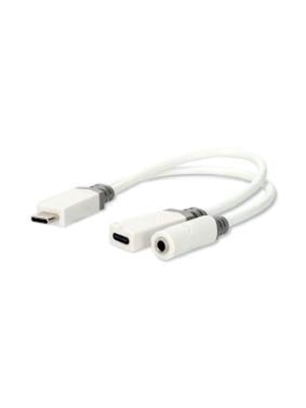 Nedis USB-CTM Sovitin | USB 2.0 | USB-CTM Uros | USB-CTM Naaras / 3.5 mm naaras | 0.10 m | Pyöreä | Kullattu | PVC | Valkoinen | Laatikko