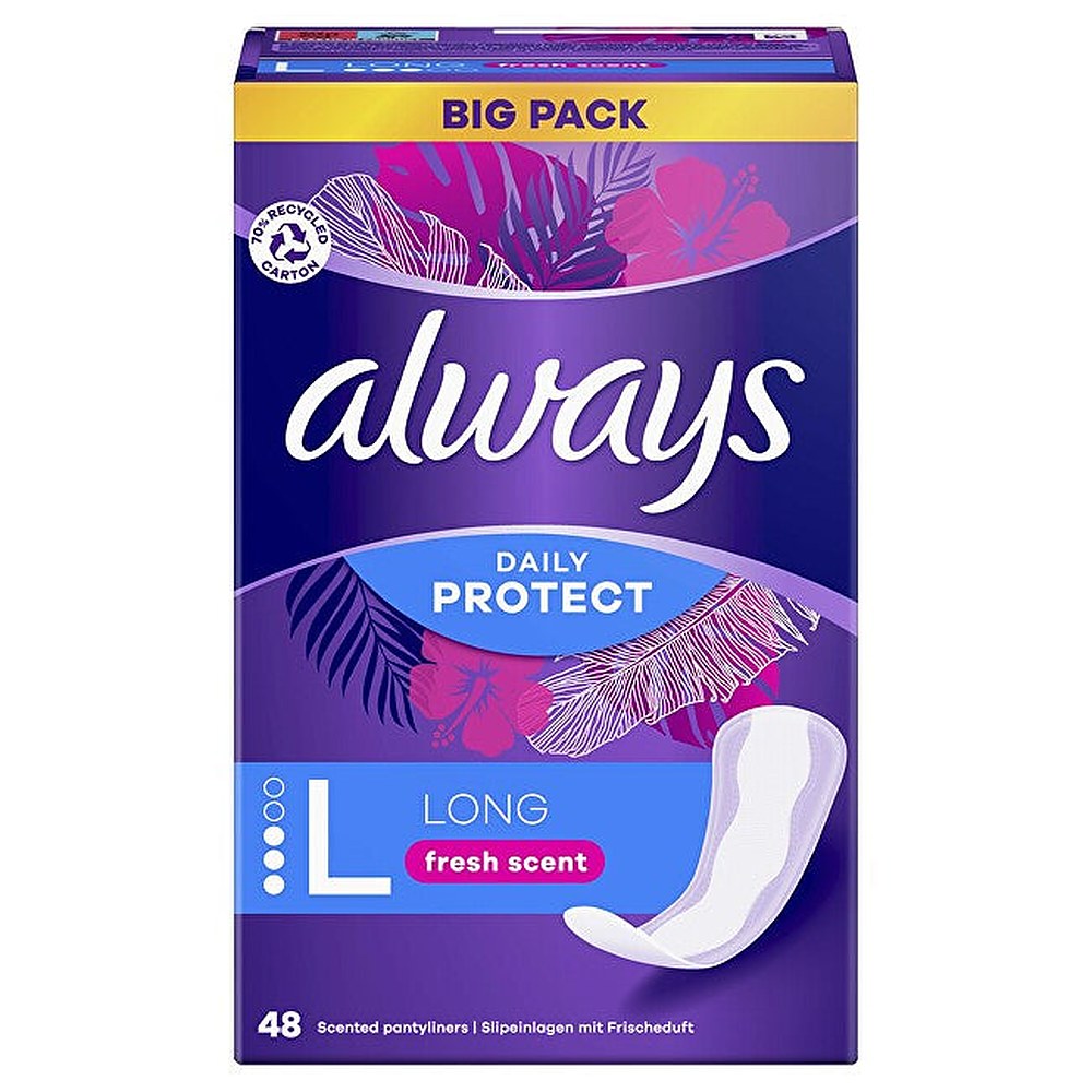 Always Daily Protect Long Fresh Tuoksuiset pikkuhousunsuojat tuoksulla 48 kpl