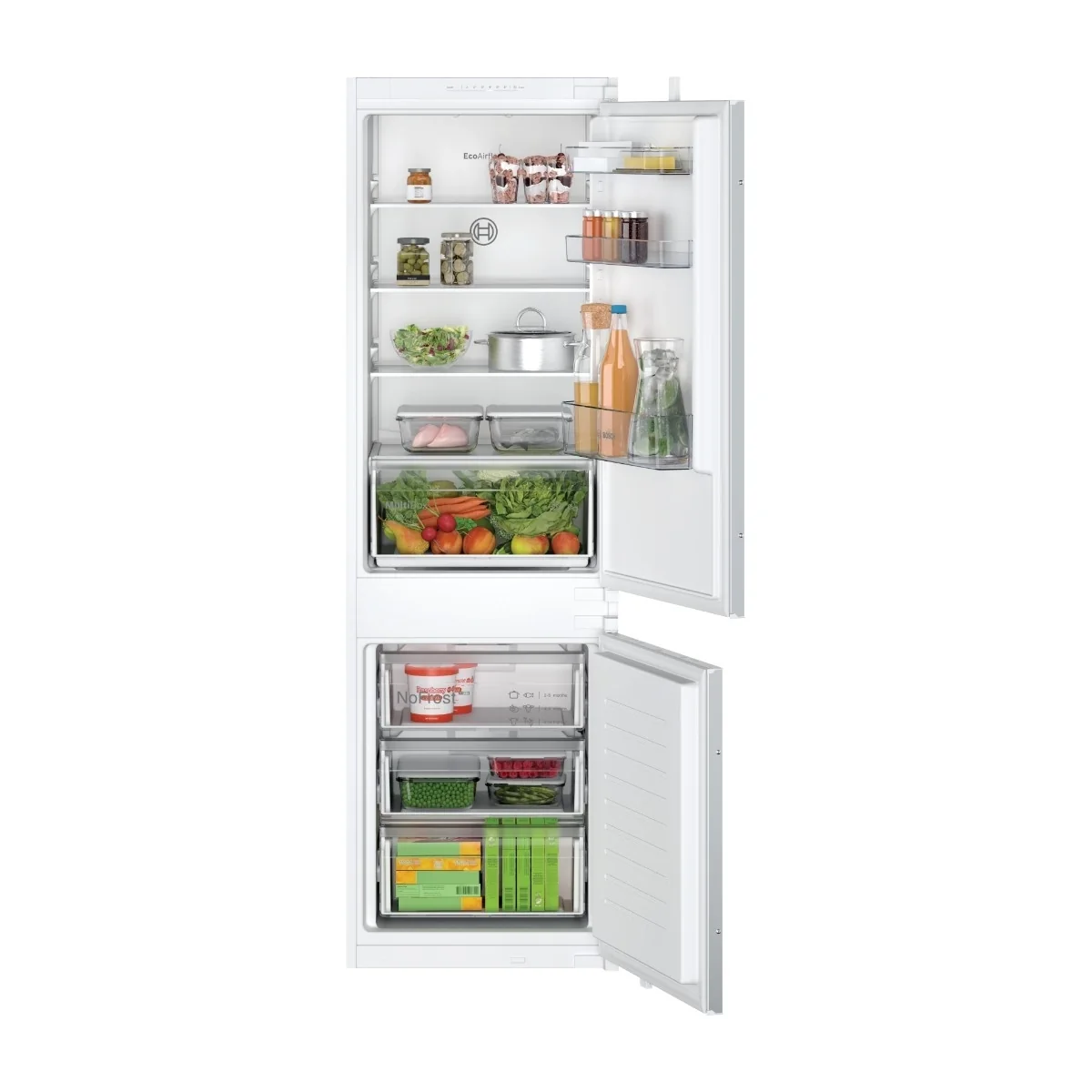 Bosch Serie | 2 KIN86NSE0 - Jääkaappipakastin - pohjajäähdytin - sisäänrakennettu - markkinarako - leveys: 56 cm - syvyys: 55 cm - korkeus: 177,5 cm - 260 litraa - Luokka E