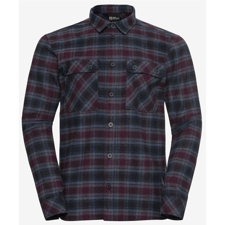 Jack Wolfskin Baja Flannel Shirt M Check Dark Navy - S