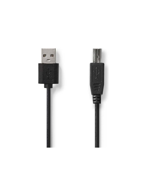 Nedis USB kaapeli | USB 2.0 | USB-A Uros | USB-B Uros | 480 Mbps | Niklattu | 3.00 m | Pyöreä | PVC | Musta | Label