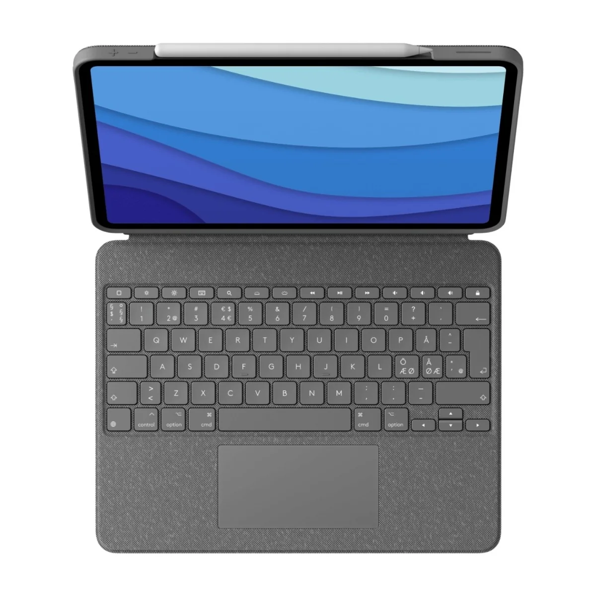 Logitech Combo Touch, harmaa iPad Pro 12,9" Smart Connector Qwerty pohjoismainen
