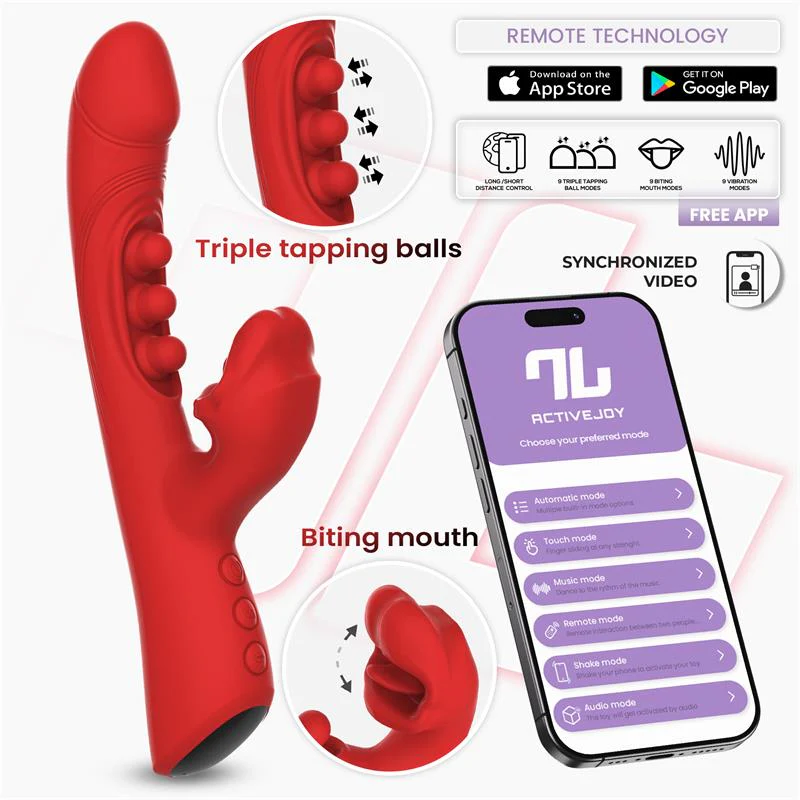 Trixy Vibrator With Tapping, Biting & App Sovelluksella ohjattava rabbit-vibraattori