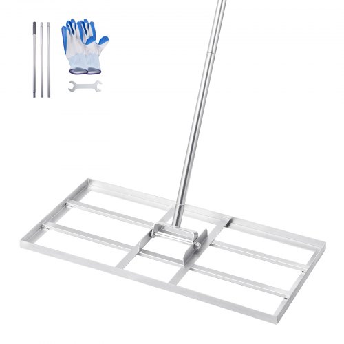 VEVOR Lawn Leveling Rake, Lawn Leveler with 83.9 in Handle, 48x10 in Ground Plate, Rust-Resistant Carbon Steel Soil Leveler, 2 Heights Adjustable, Effort Saving Lawn Leveling Tool for Yard Golf Court
