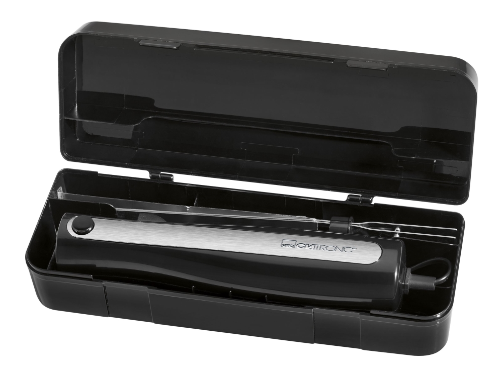 Clatronic EM 3702, Musta, Hopea, Leipä, Kala, Hedelmä, Liha, Leivos, Vihannes, Suora terä, 120 W, AC, 220 - 240 V