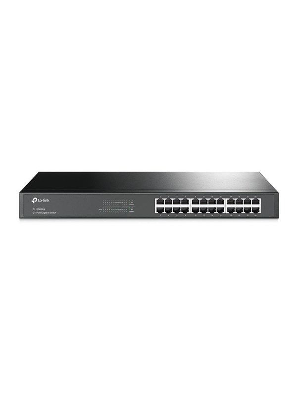 TP-LINK, nätverksswitch, 24-ports 10/100/1000Mbps, RJ45, metall, 19"