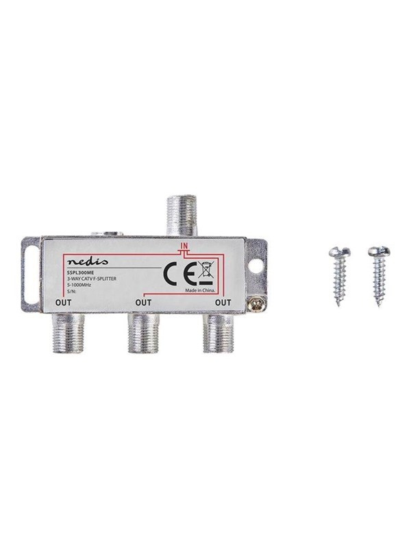 Nedis CATV Jakaja | 5 - 1000 MHz | Kytkentävaimennus: 6.8 dB | Lähtöliitäntöjen määrä: 3 | 75 Ohm | Sinkkiä Alloy