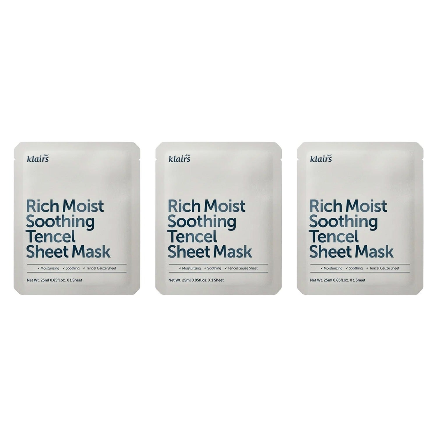 Klairs Klairs Rich Moist soothing sheet mask 3-pcs, 3 x 23 ml - 69 ml