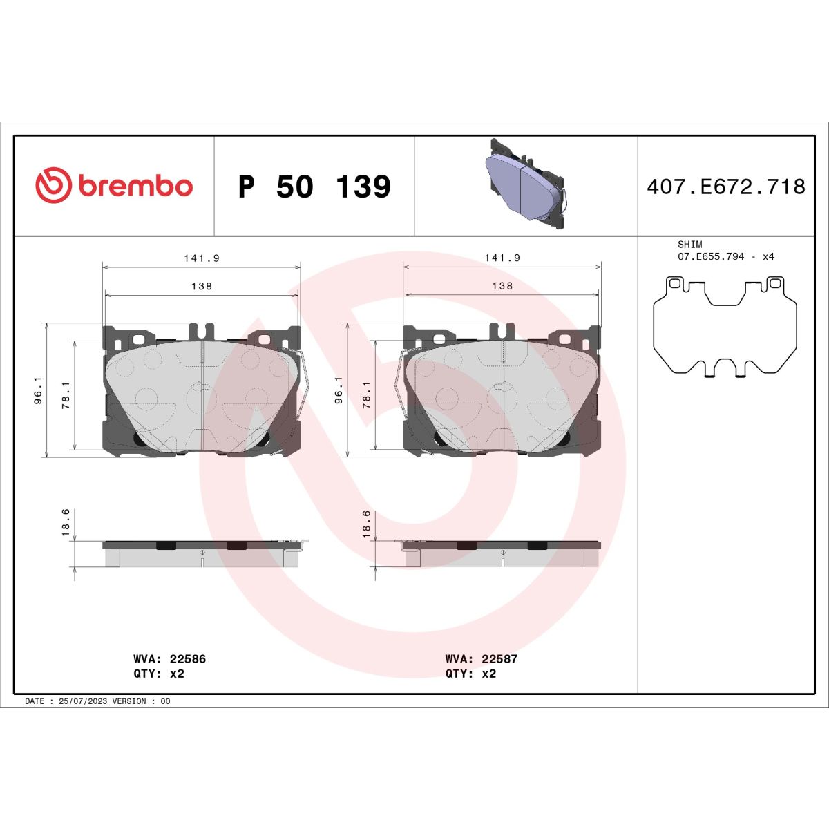 Jarrupalat, levyjarru BREMBO P 50 139